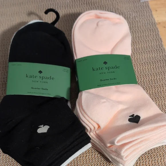 Kate Spade Quarter Socks - Black Or Pink Pick One 6 Pack New - Picture 1 of 3